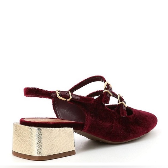 Mary Jane velvet burgundy Block Heel Slingbacks 8 |cottagecore fall Balletcore - Picture 8 of 13
